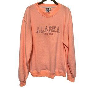 ESY Surf Co Sweatshirt Fluorescent Orange Alaska Soft Womans XL